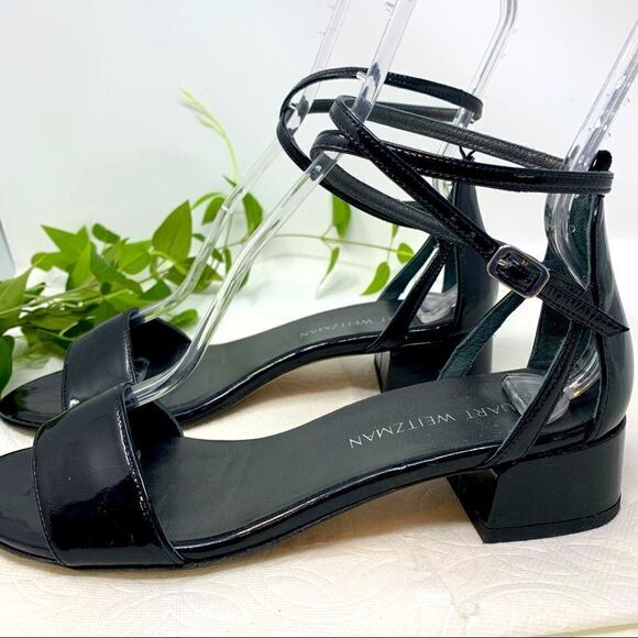 Stuart Weitzman Pewee Patent City Black Sandal size 8 - Picture 10 of 14